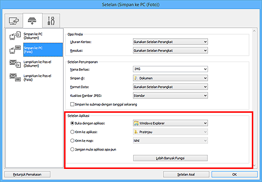 gambar: Kotak dialog Setelan